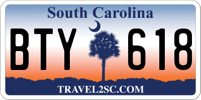 SC license plate BTY618