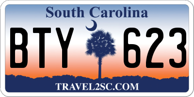 SC license plate BTY623