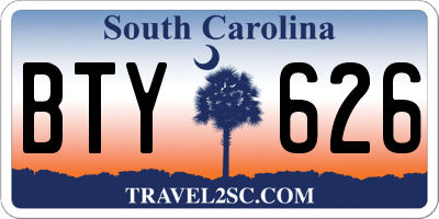 SC license plate BTY626