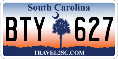 SC license plate BTY627