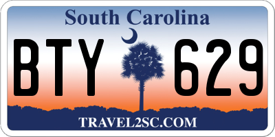 SC license plate BTY629