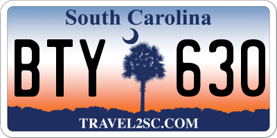 SC license plate BTY630