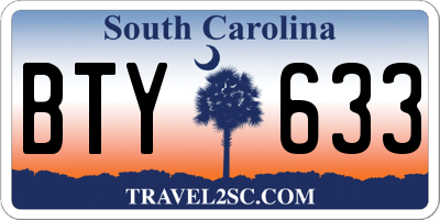 SC license plate BTY633