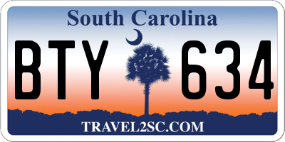 SC license plate BTY634