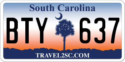 SC license plate BTY637