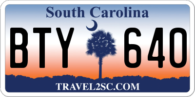 SC license plate BTY640
