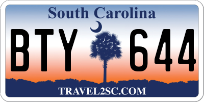 SC license plate BTY644