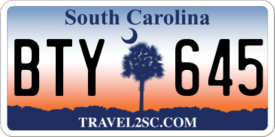 SC license plate BTY645
