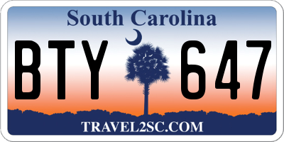 SC license plate BTY647