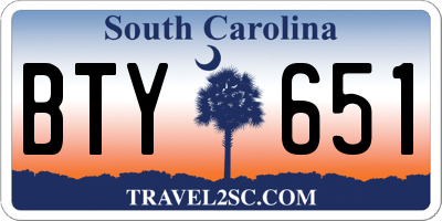 SC license plate BTY651