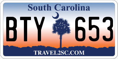 SC license plate BTY653