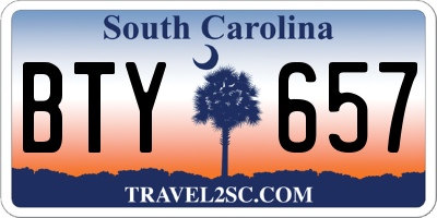 SC license plate BTY657