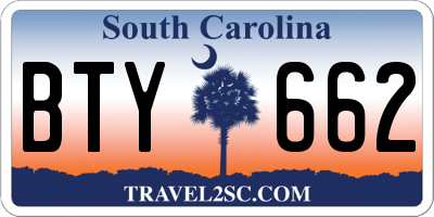 SC license plate BTY662