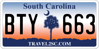 SC license plate BTY663