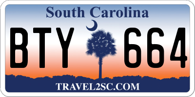 SC license plate BTY664