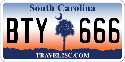 SC license plate BTY666