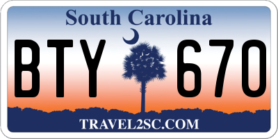 SC license plate BTY670