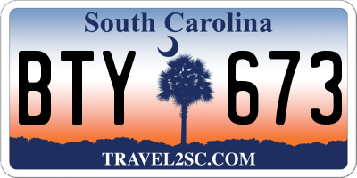 SC license plate BTY673