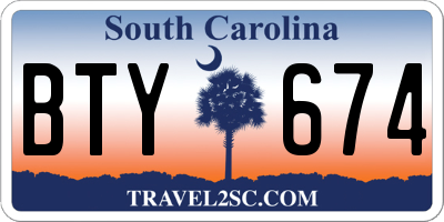 SC license plate BTY674