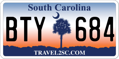 SC license plate BTY684