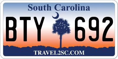 SC license plate BTY692