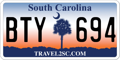 SC license plate BTY694