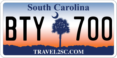 SC license plate BTY700