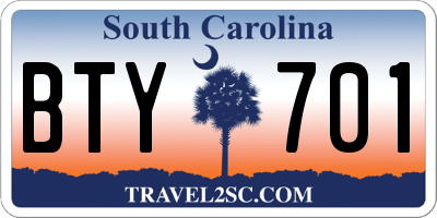 SC license plate BTY701