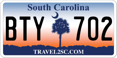 SC license plate BTY702