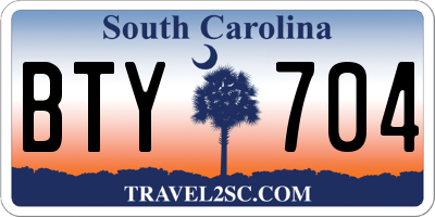 SC license plate BTY704