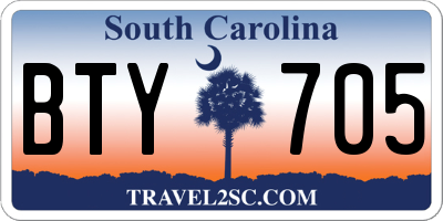 SC license plate BTY705
