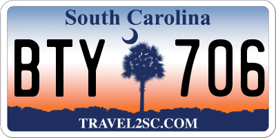 SC license plate BTY706
