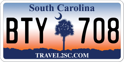 SC license plate BTY708