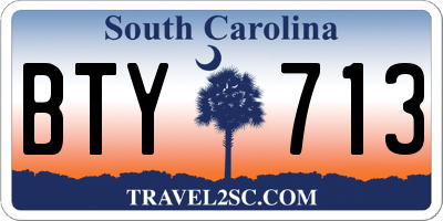 SC license plate BTY713
