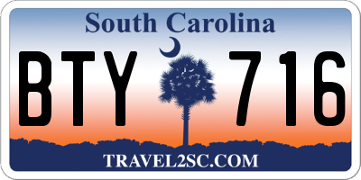 SC license plate BTY716