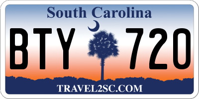 SC license plate BTY720