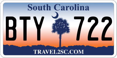 SC license plate BTY722