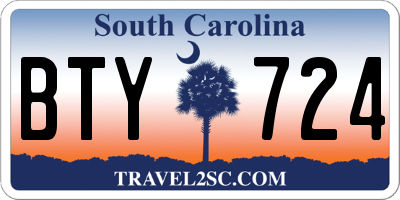 SC license plate BTY724