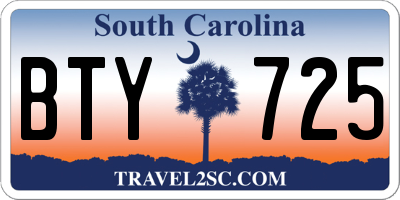 SC license plate BTY725