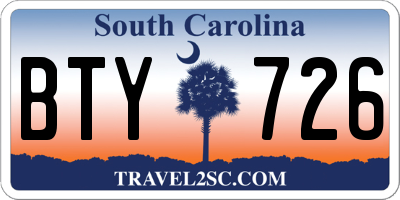 SC license plate BTY726