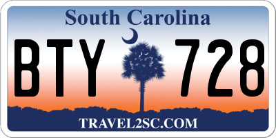 SC license plate BTY728