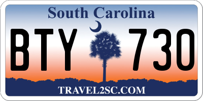 SC license plate BTY730