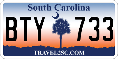 SC license plate BTY733