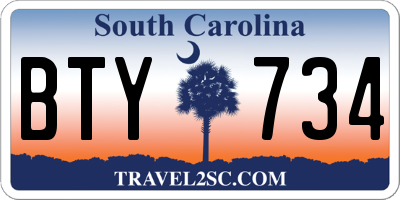 SC license plate BTY734