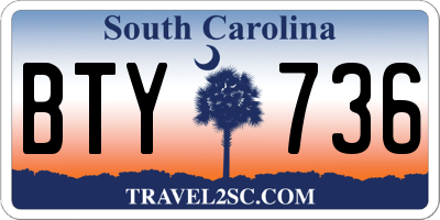 SC license plate BTY736