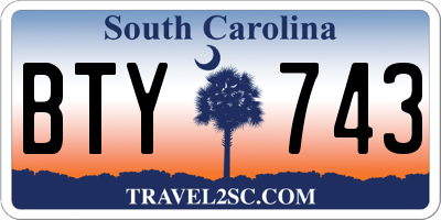 SC license plate BTY743