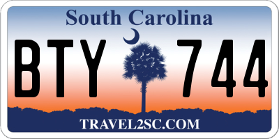 SC license plate BTY744