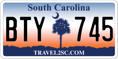 SC license plate BTY745
