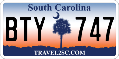 SC license plate BTY747