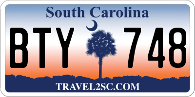 SC license plate BTY748